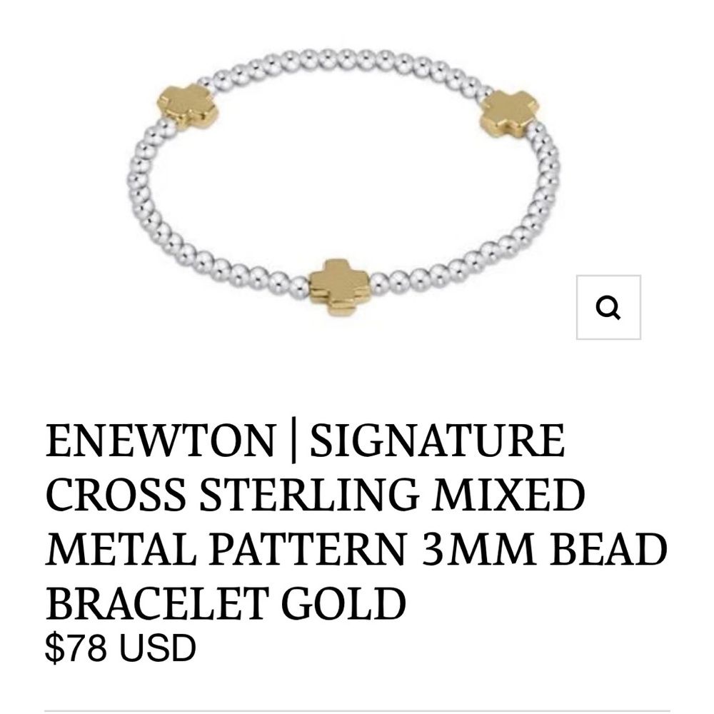 Newton Signature Cross Sterling Silver and Gold Bead Bracelet